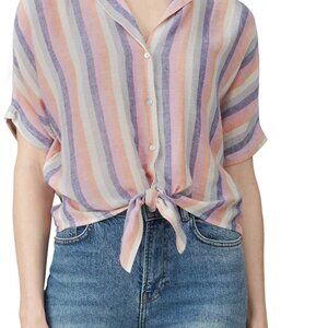 Rails Marley Pink & Purple Striped Linen Blend Blouse Size M